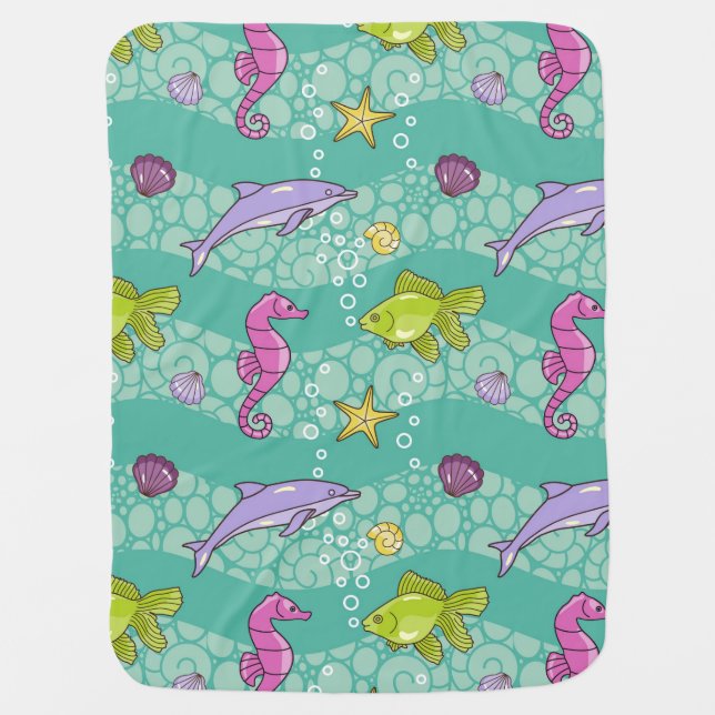 Summer Sea Pattern Stroller Blanket (Front)