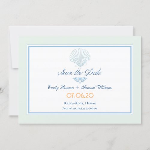 Summer Sea Shell Beach Wedding Save the Date