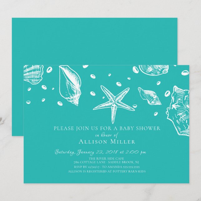 Summer Sea Shells Baby Shower Invitation (Front/Back)