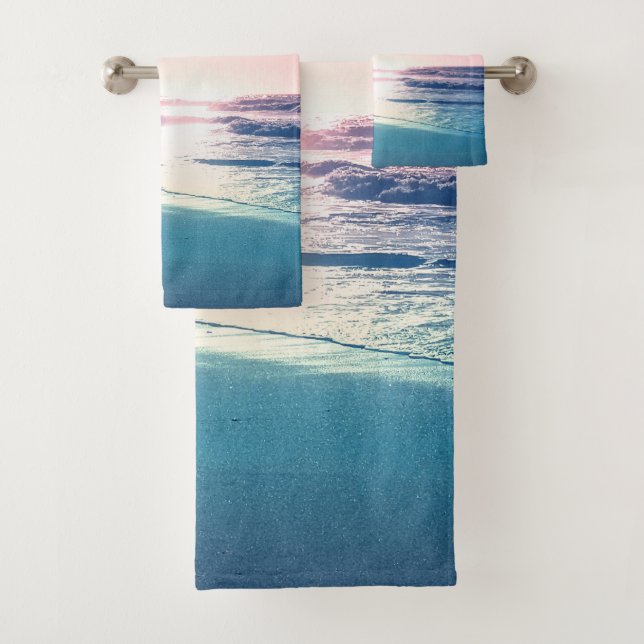 Summer Sea Sunset Tropical Beach Photo Bath Towel Set (Insitu)