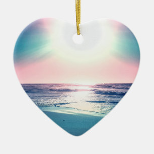 Summer Sea Sunset Tropical Beach Photo Ceramic Ornament