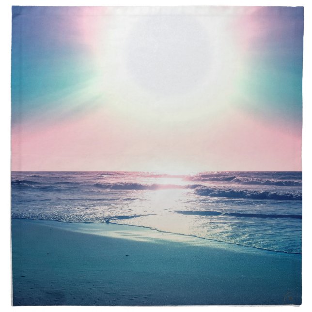 Summer Sea Sunset Tropical Beach Photo Cloth Napkin (Front)