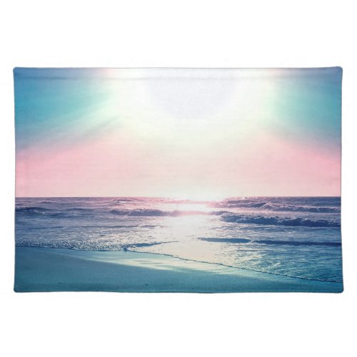 Summer Sea Sunset Tropical Beach Photo Cloth Placemat