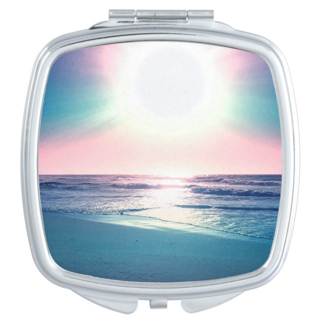 Summer Sea Sunset Tropical Beach Photo Compact Mirror (Front)