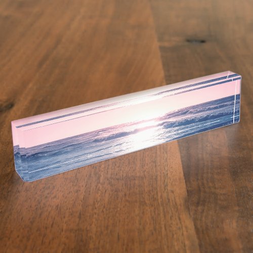 Summer Sea Sunset Tropical Beach Photo Desk Name Plate