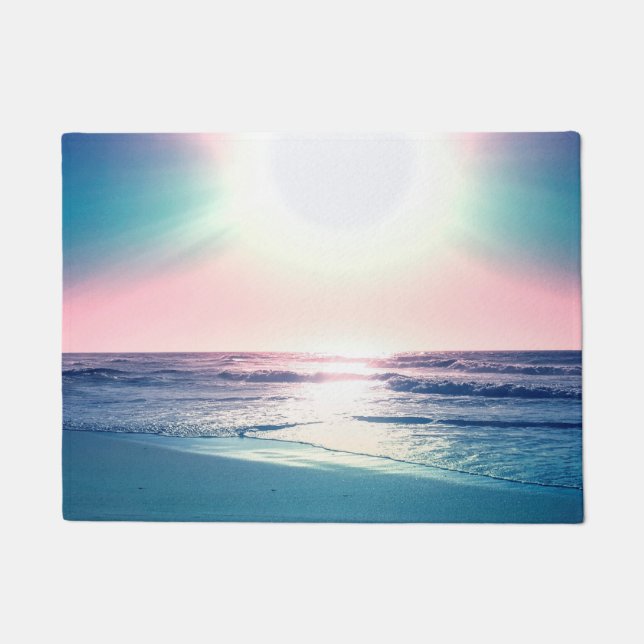 Summer Sea Sunset Tropical Beach Photo Doormat (Front)