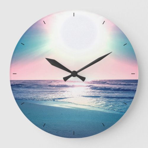 Summer Sea Sunset Tropical Beach Photo Large Clock