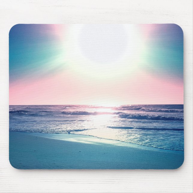 Summer Sea Sunset Tropical Beach Photo Mouse Pad (Front)