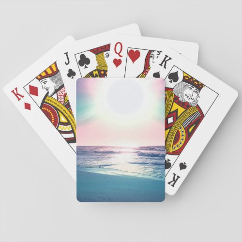Summer Sea Sunset Tropical Beach Photo Poker Cards
