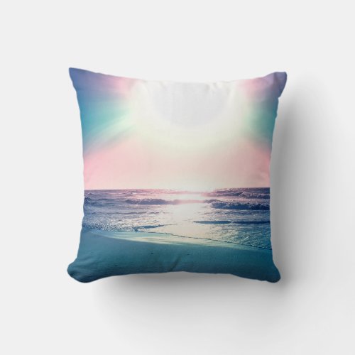 Summer Sea Sunset Tropical Beach Photo Throw Pillow