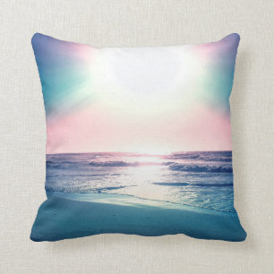 Summer Sea Sunset Tropical Beach Photo Throw Pillow