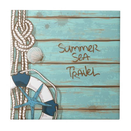 Summer, Sea, Travel Nautical Design Tile