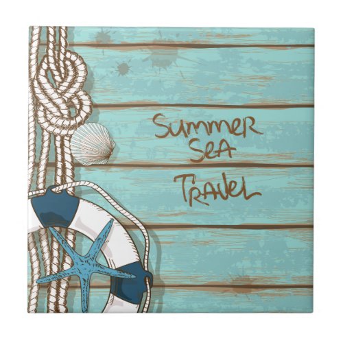 Summer Sea Travel Nautical Design Tile