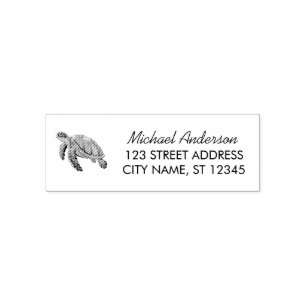 Summer Sea Turtle Ocean Nautical Return Address Self-inking Stamp