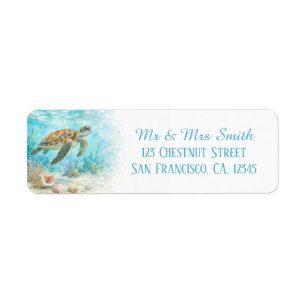 Summer Sea Turtle Watercolor Label