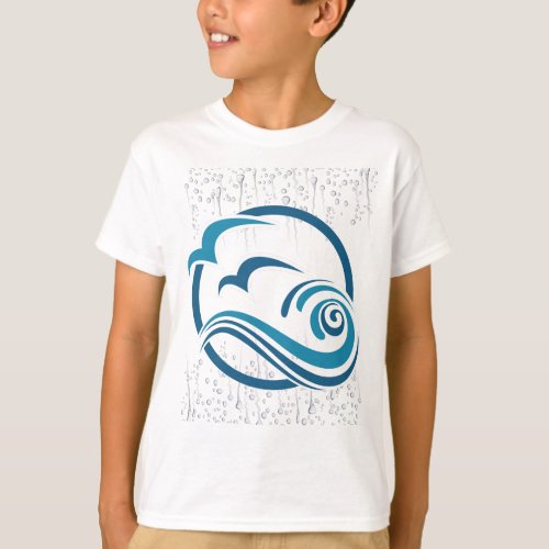 Summer Sea Waves Seagulls T_Shirt