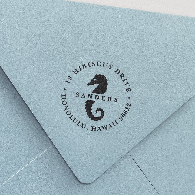 Summer Seahorse Return Address Rubber Stamp (Creator Uploaded)