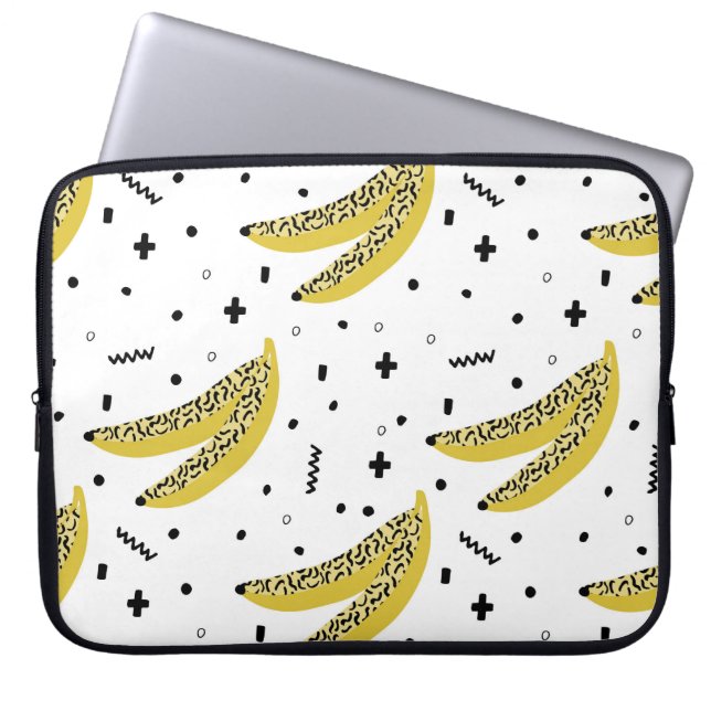 Summer seamless pattern with bananas in pop art st laptop sleeve (Front)