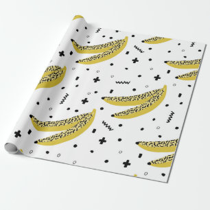 Summer seamless pattern with bananas in pop art st wrapping paper