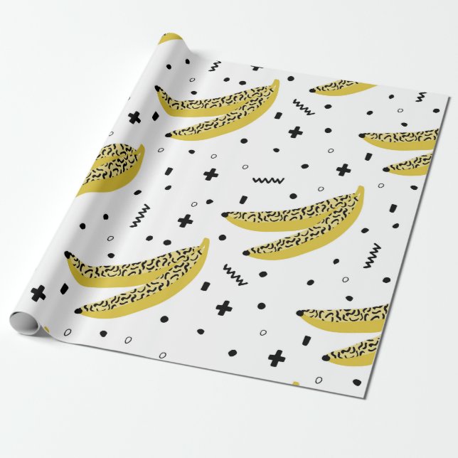 Summer seamless pattern with bananas in pop art st wrapping paper (Unrolled)