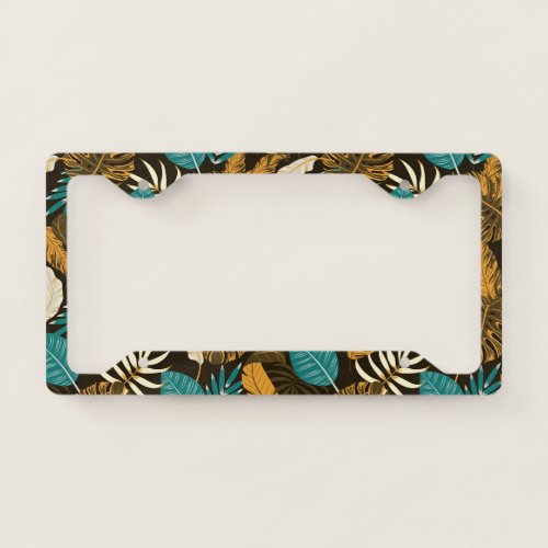 summer seamless pattern with colorful tropical pla license plate frame