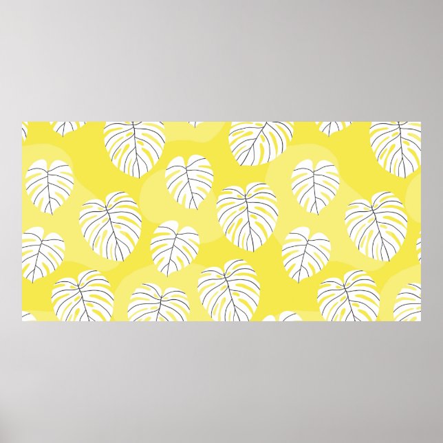 Summer seamless pattern with white stylized monste poster (Front)