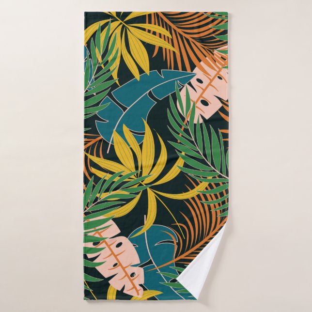 Summer seamless tropical pattern with bright yello bath towel (Bath Towel)