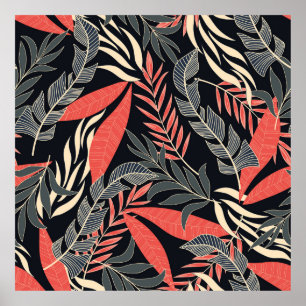 Summer seamless tropical pattern with bright yello poster
