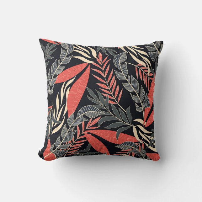 Summer seamless tropical pattern with bright yello throw pillow (Front)