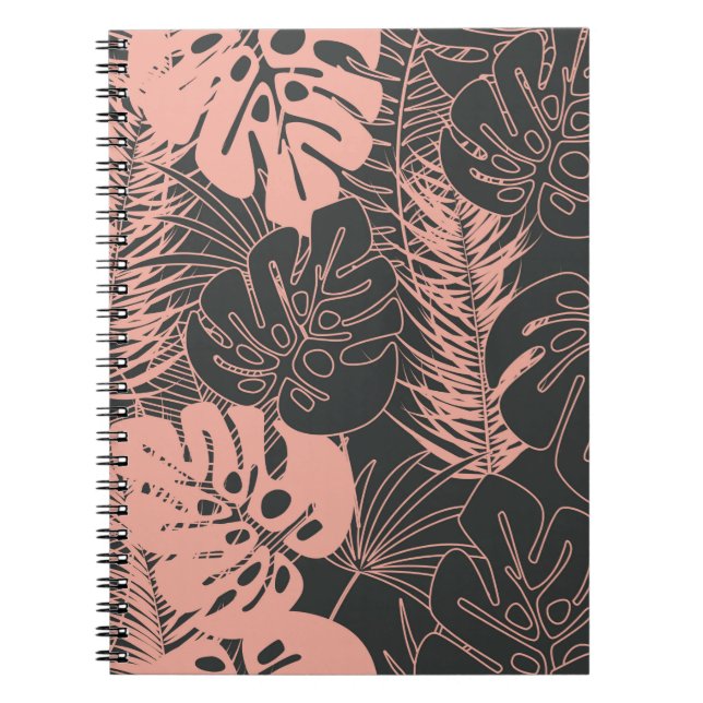 Summer seamless tropical pattern with monstera pal notebook (Front)