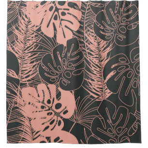 Summer seamless tropical pattern with monstera pal shower curtain