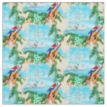 Summer Seaplane Tropical Beach Coastal Fabric