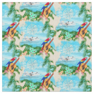 Summer Seaplane Tropical Beach Coastal Fabric