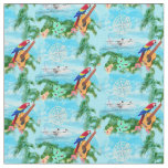 Summer Seaplane Tropical Coastal Beach Fabric