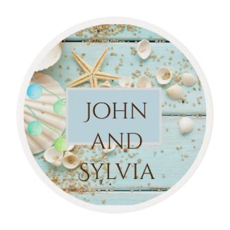 Summer Seashell and Lights Wedding Theme  Chocolat Edible Frosting Rounds