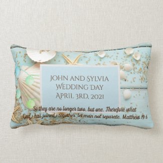 Summer Seashell and Lights Wedding Theme Lumbar Pillow