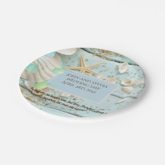 Summer Seashell and Lights Wedding Theme Paper Plate