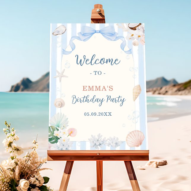 Summer Seashell Stripes Welcome Sign (Creator Uploaded)