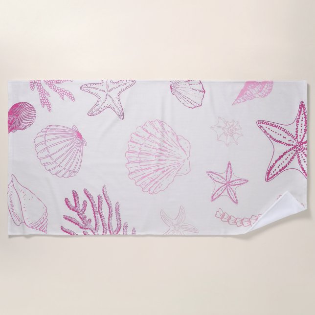Summer Seashells Beach Towel (Front)
