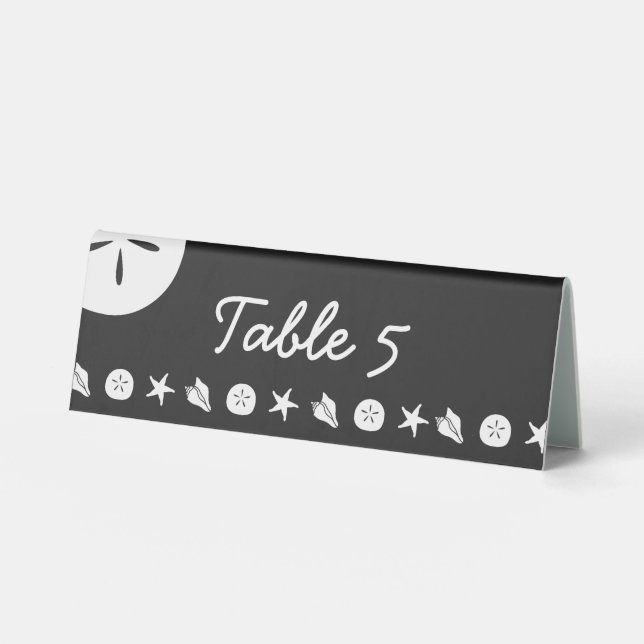 Summer Seashells in Black Table Tent Sign (Front)