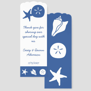 Summer Seashells in Blue Wedding Favor Bookmarks