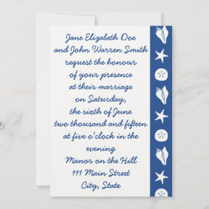 Summer Seashells in Blue Wedding Invitation