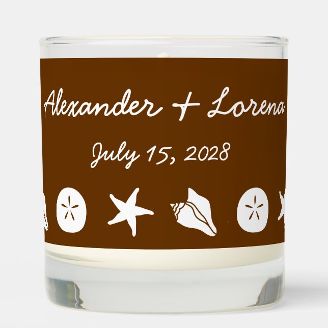 Summer Seashells in Chocolate Brown Scented Candle (Front)