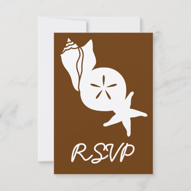 Summer Seashells in Chocolate RSVP Card (Front)