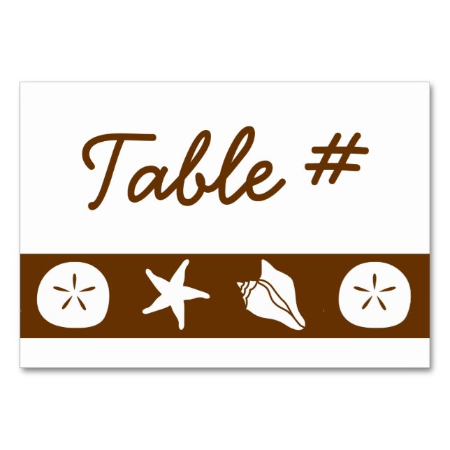 Summer Seashells in Chocolate Table Card (Front)