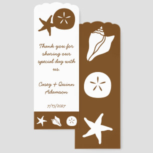 Summer Seashells in Chocolate Wedding Favor Bookmarks