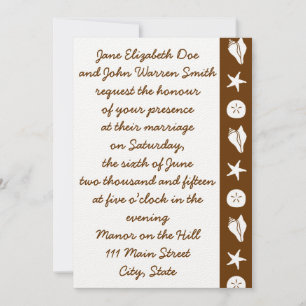 Summer Seashells in Chocolate Wedding Invitation