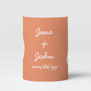 Summer Seashells in Coral Pillar Candle