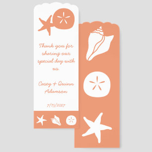 Summer Seashells in Coral Wedding Favor Bookmarks