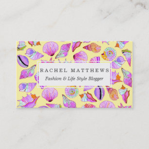 Summer Seashells in Girly Neon Colors Pattern Business Card